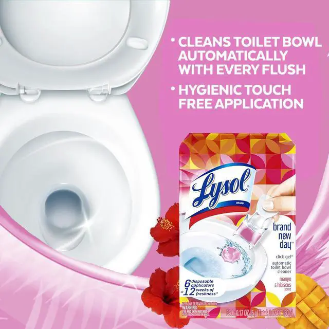 Alt view image 6 of 7 - Lysol Click Gel Automatic Toilet Bowl Cleaner, Mango & Hibiscus Scent, 6 Count (Pack of 1)
