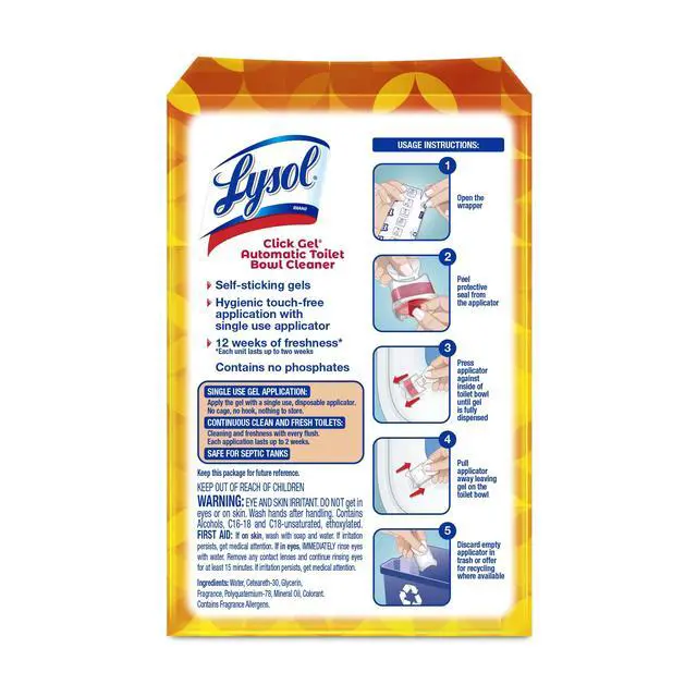 Alt view image 2 of 7 - Lysol Click Gel Automatic Toilet Bowl Cleaner, Mango & Hibiscus Scent, 6 Count (Pack of 1)