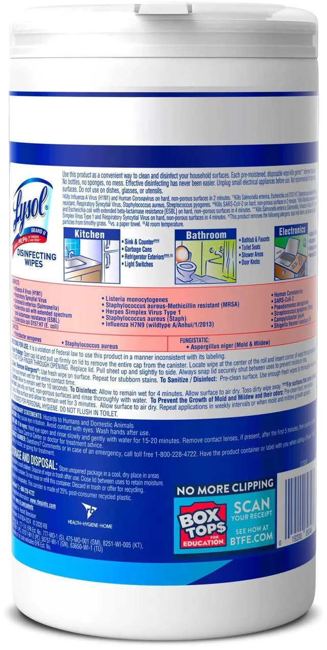 Alt view image 4 of 6 - Lysol Disinfecting Wipes, Multi-Surface Cleaner, Crisp Linen, 80 ct