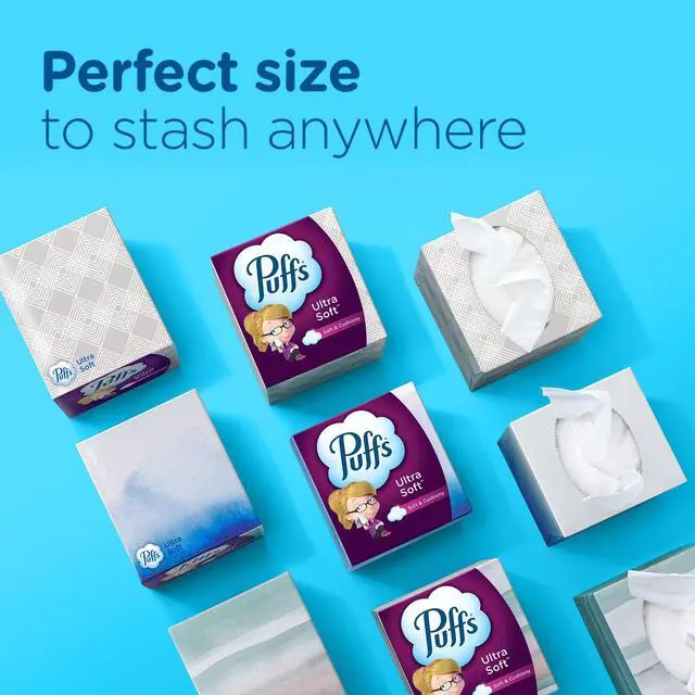Alt view image 3 of 7 - Puffs Ultra Soft Facial Tissues, 4 Family Boxes (124 Tissues per Box), for Allergies and Colds (Packaging May Vary)