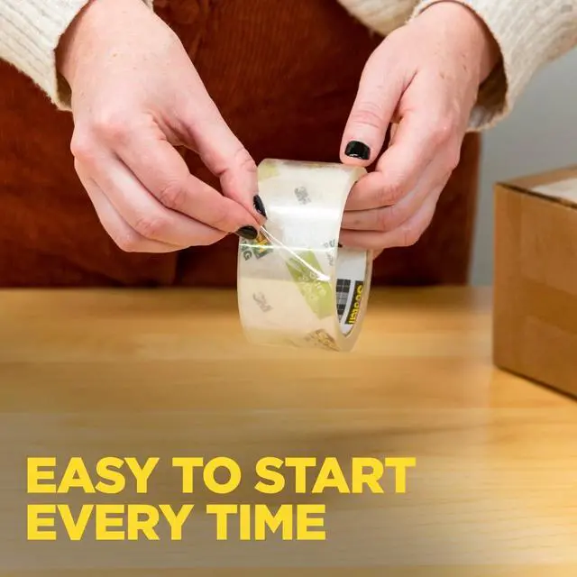 Alt view image 3 of 6 - Scotch Sure Start 1.88" x 54.6 yd Shipping Packaging Tape, Designed for Packing, Shipping and Mailing, Quiet Unwind, No Splitting or Tearing, 3" Core, Clear, 1 Roll (345)