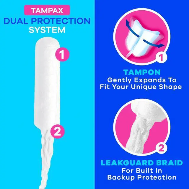 Alt view image 7 of 7 - Tampax Starter Kit Multipack with LeakGuard Braid, Regular/Super Absorbency, Unscented, Easy First Tampon Trial, 12 Count