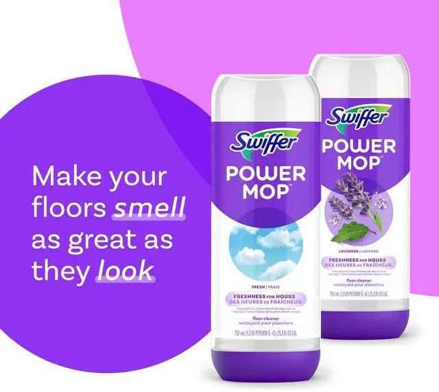 Alt view image 6 of 6 - Swiffer PowerMop Liquid Floor Cleaner Refills, Fresh Scent, 2 Count, Multi-Surface and Wood, No Bucket Needed