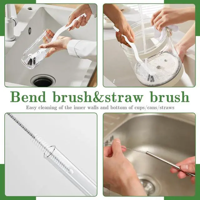 Alt view image 6 of 6 - Crevice Cleaning Brush, Multifunctional Grout Brush and Straw Brush, 15Pcs