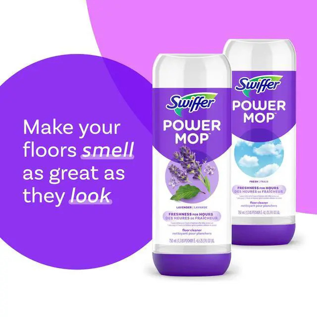 Alt view image 2 of 6 - Swiffer Power Mop Refill Solution, Lavender Scent, 50.6oz, All Purpose Multi-Surface Floor Cleaning Solution for Tile, Vinyl, Laminate, Wood - Home, Bathroom, Kitchen