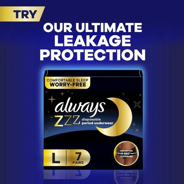 Alt view image 3 of 7 - Always Ultra Thin Feminine Pads with Wings, Size 5, Extra Heavy Overnight Absorbency, Unscented, 34 Count, Up to 100% Leak-Free Comfort