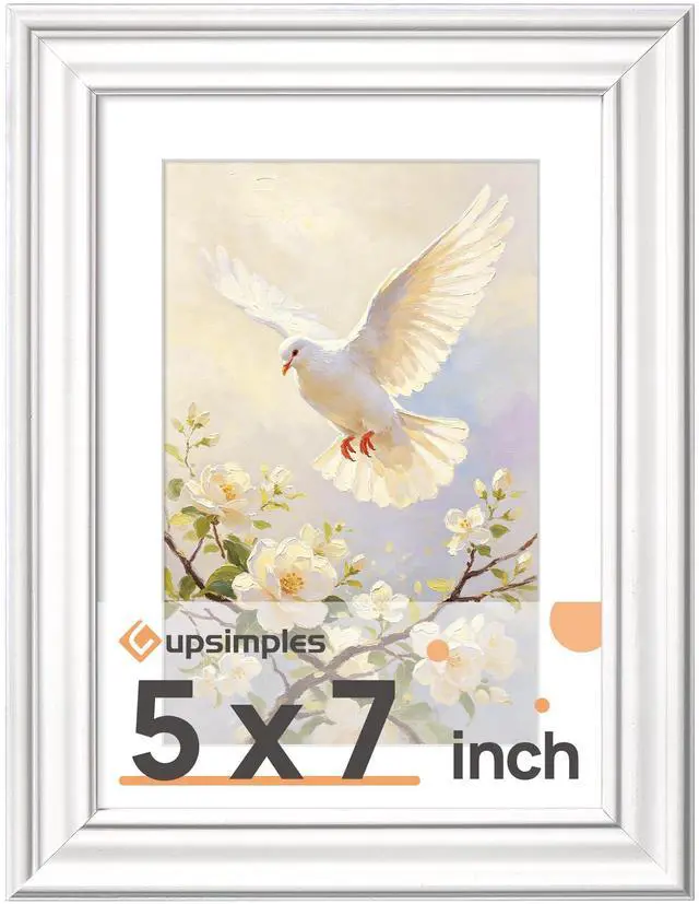 Main image of Upsimples 5x7 Picture Frame, Vintage Frames Decor, 1 Pack White