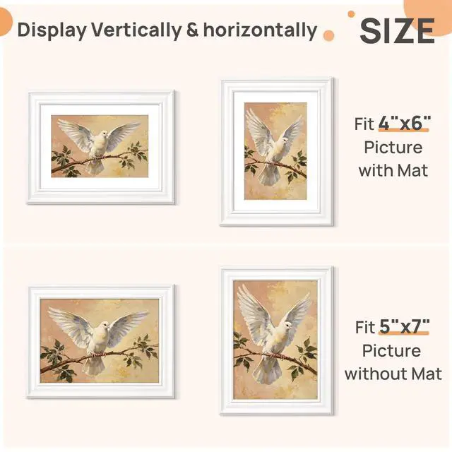 Alt view image 3 of 7 - Upsimples 5x7 Picture Frame, Vintage Frames Decor, 1 Pack White