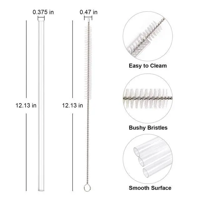Alt view image 5 of 7 - Replacement Straw Compatible with Stanley 40oz 30oz Cup Tumbler, 6 Pack Reusable Straw with Cleaning Brush, Plastic, Clear