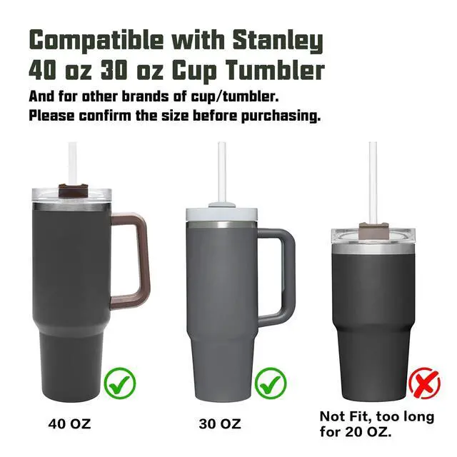 Alt view image 4 of 7 - Replacement Straw Compatible with Stanley 40oz 30oz Cup Tumbler, 6 Pack Reusable Straw with Cleaning Brush, Plastic, Clear