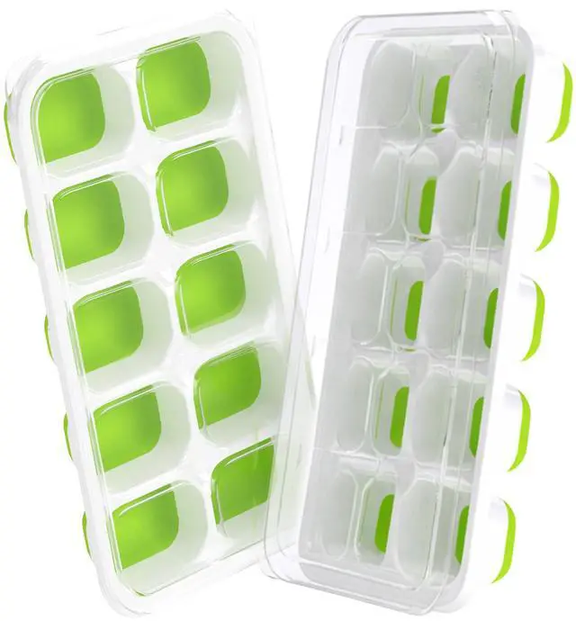 Main image of DOQAUS Ice Cube Tray with Lids, 2 Pack Silicone Ice Trays for Freezer