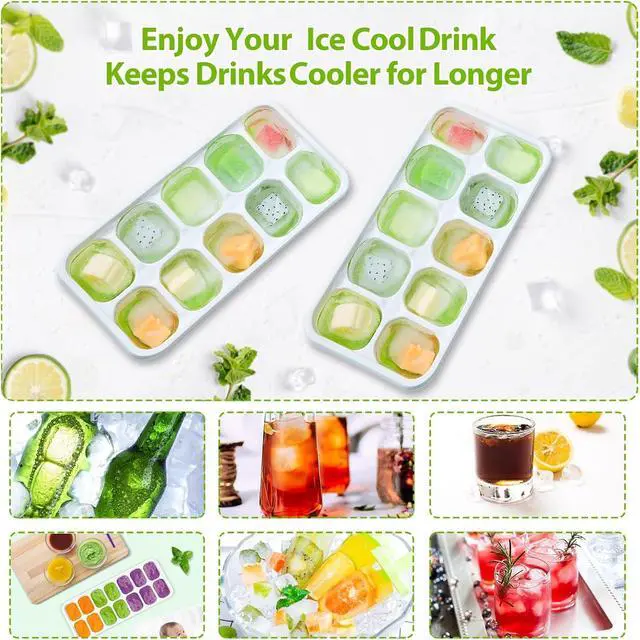 Alt view image 7 of 7 - DOQAUS Ice Cube Tray with Lids, 2 Pack Silicone Ice Trays for Freezer