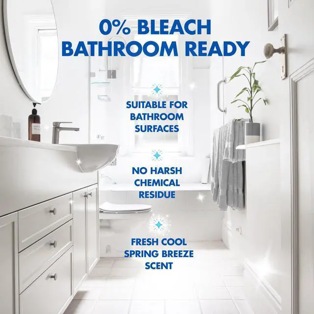 Alt view image 4 of 5 - Lysol Oxi Action Bathroom Cleaner Spray, Hydrogen Peroxide Cleaning, Sanitizing & Disinfecting, Bleach Free, Cool Spring Breeze Scent, 32 fl oz