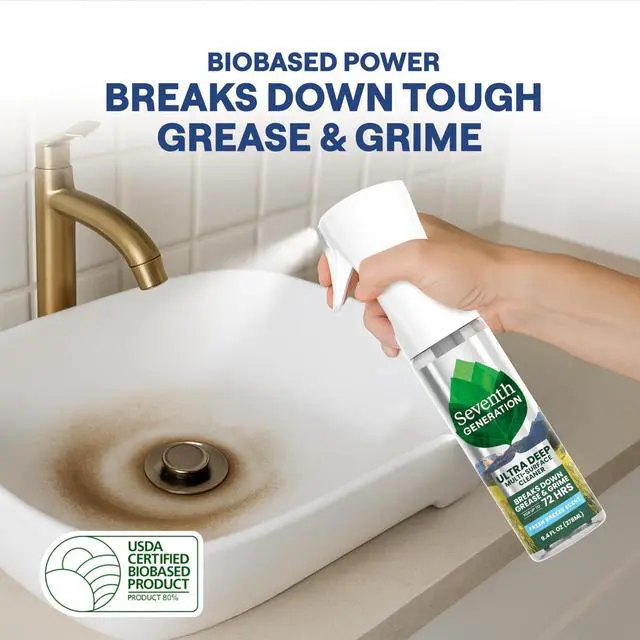 Alt view image 3 of 6 - Seventh Generation Ultra Deep Probiotic Multi Surface Cleaner, 9.4Fl Oz, Fresh Breeze, 80% USDA Biobased, Breaks Down Tough Grease & Grime, Safe for Kids & Pets