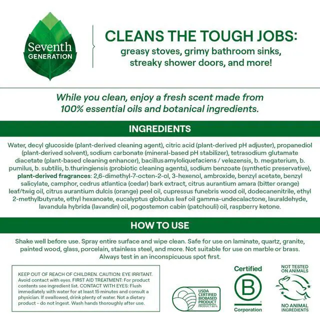 Alt view image 4 of 6 - Seventh Generation Ultra Deep Probiotic Multi Surface Cleaner, 9.4Fl Oz, Fresh Breeze, 80% USDA Biobased, Breaks Down Tough Grease & Grime, Safe for Kids & Pets