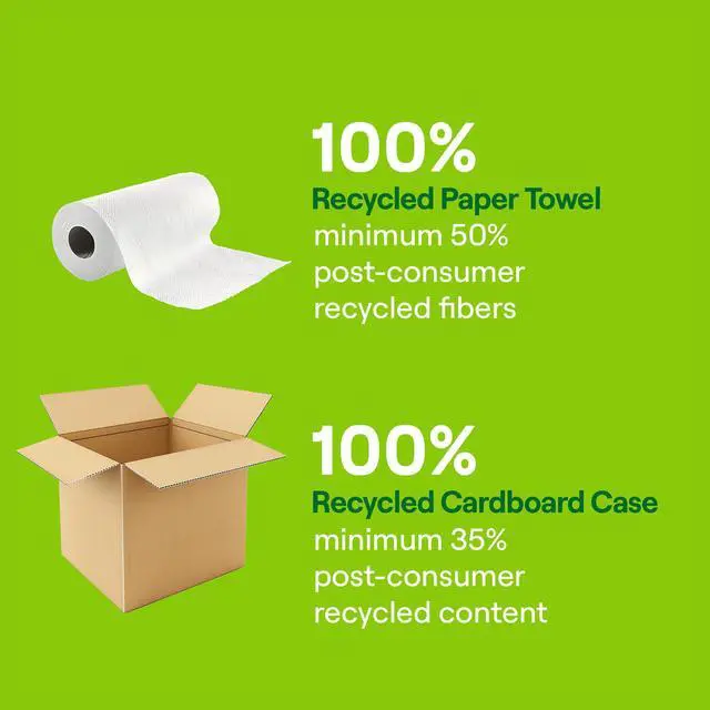 Alt view image 3 of 6 - Seventh Generation 100% Recycled Paper Towels, 2 Regular Rolls, 140 2-Ply Sheets (White), Whitened Without Chlorine Bleach, for Kitchen, Bathroom & Everyday Cleaning