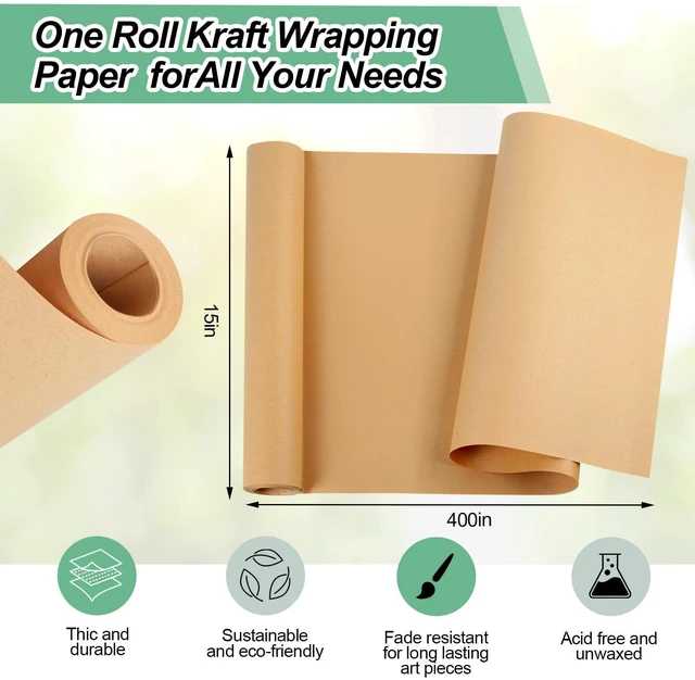 Alt view image 7 of 7 - Phinus 15"400" Brown Paper Roll for Moving, Packing, Gift Wrapping, Craft, Wall Art, Table Runner, Floor Covering
