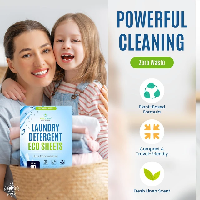 Alt view image 6 of 6 - 80 Loads Ultra Concentrated Laundry Detergent Sheets, Eco-Friendly