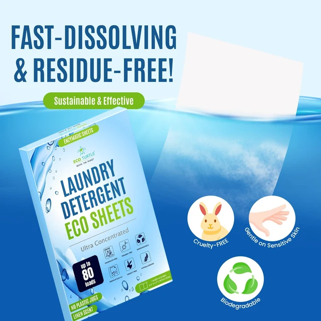 Alt view image 2 of 6 - 80 Loads Ultra Concentrated Laundry Detergent Sheets, Eco-Friendly