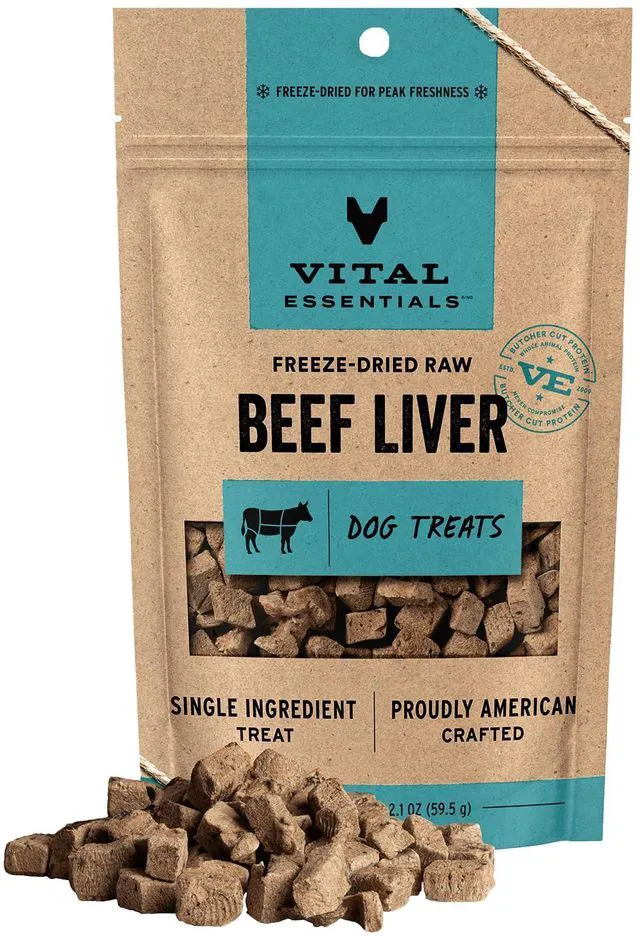 Main image of Vital Essentials Freeze Dried Dog Treats, Beef Liver, 2.1oz Bag