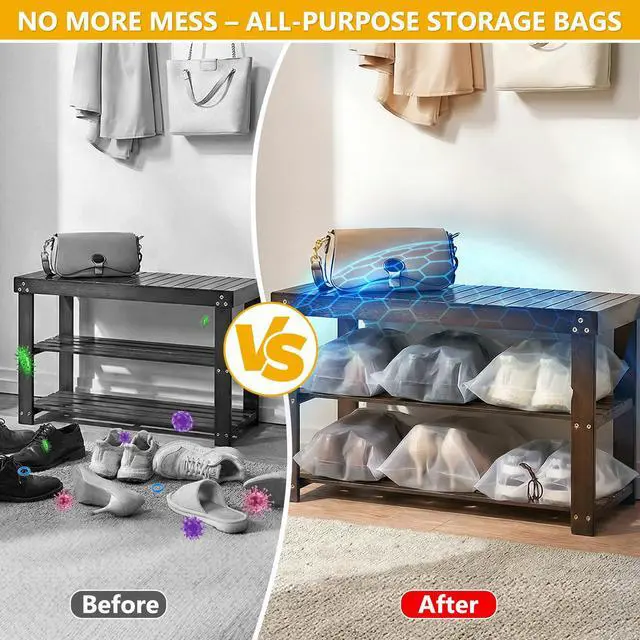 Alt view image 2 of 7 - Clear Waterproof Drawstring Shoe Bags Organizers 15.7x11.8Inches 10-Pack for Travel, Packing, Gym, Luggage Storage