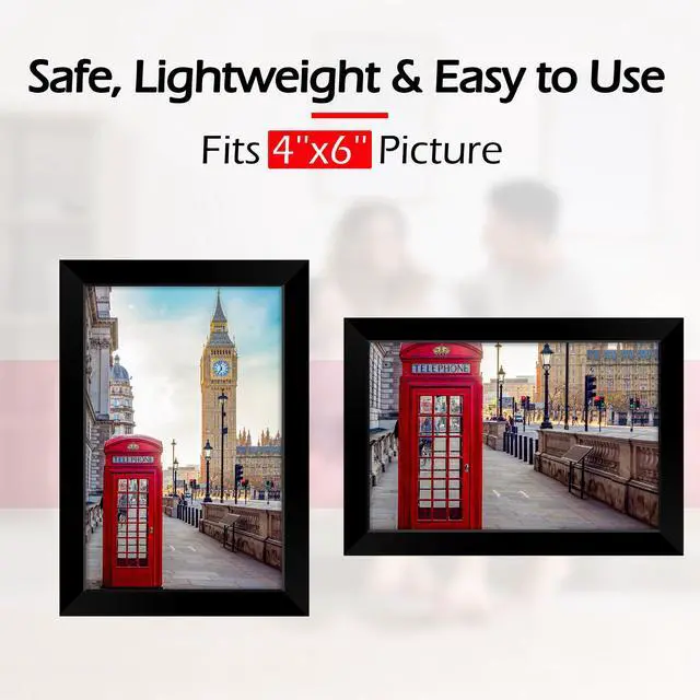 Alt view image 5 of 6 - 4x6 Picture Frames 2 Pack, Black Photo Frame for Wall or Tabletop, HD Plexiglass, Lightweight, Horizontal or Vertical, Graduation Office Home Decor