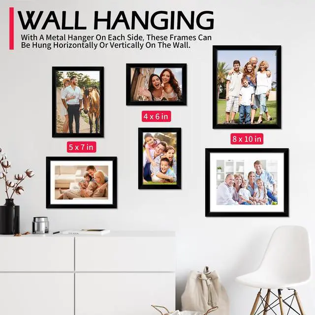 Alt view image 2 of 6 - 4x6 Picture Frames 2 Pack, Black Photo Frame for Wall or Tabletop, HD Plexiglass, Lightweight, Horizontal or Vertical, Graduation Office Home Decor