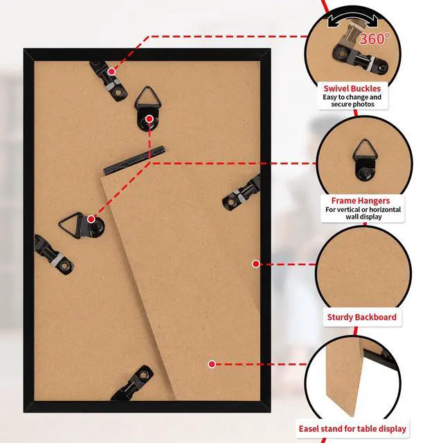 Alt view image 6 of 6 - 4x6 Picture Frames 2 Pack, Black Photo Frame for Wall or Tabletop, HD Plexiglass, Lightweight, Horizontal or Vertical, Graduation Office Home Decor