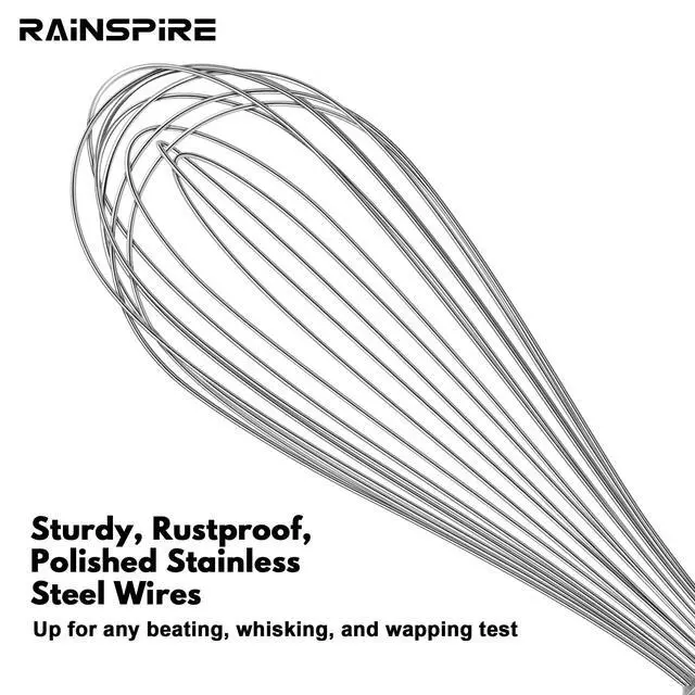 Alt view image 7 of 7 - Stainless Steel Whisk 12in, Black, Reinforced Anti-Break Handle