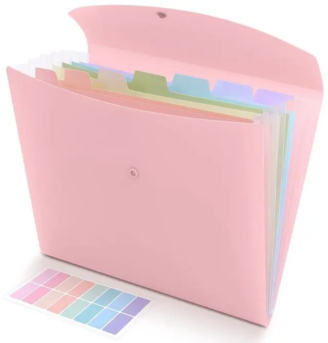 Main image of SKYDUE Cute Accordion File Organizer, Expanding File Folder with 8 Pockets, Colorful Tabs for School Office Hospital Tax Receipts Storage, Letter/A4 Size Pink