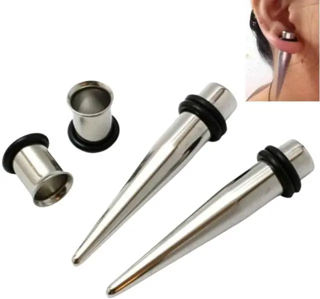 Main image of Stainless Steel 1G (7mm) Ear Stretching Kit with 2 Tapers & 2 Single Flare Tunnels, 4 Pieces
