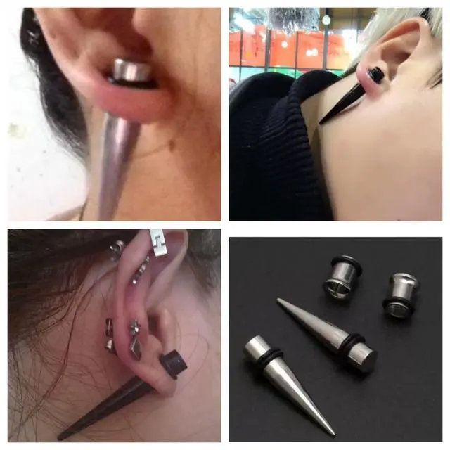 Alt view image 5 of 7 - Stainless Steel 1G (7mm) Ear Stretching Kit with 2 Tapers & 2 Single Flare Tunnels, 4 Pieces