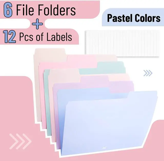 Alt view image 4 of 6 - Mr. Pen Pastel File Folders, 1/3 Cut Tab, 6 Pack, Letter Size