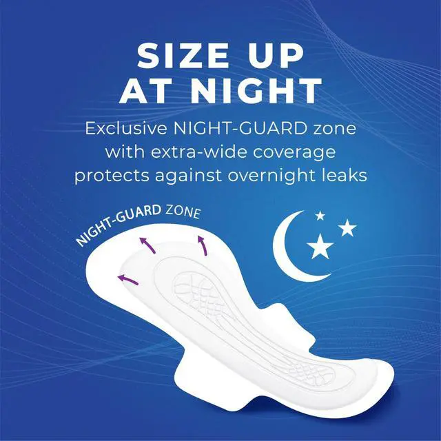 Alt view image 4 of 4 - Stayfree Ultra Thin Overnight Pads with Wings, 40 Ct, Multi-Fluid Absorption, Up to 10 Hours Protection