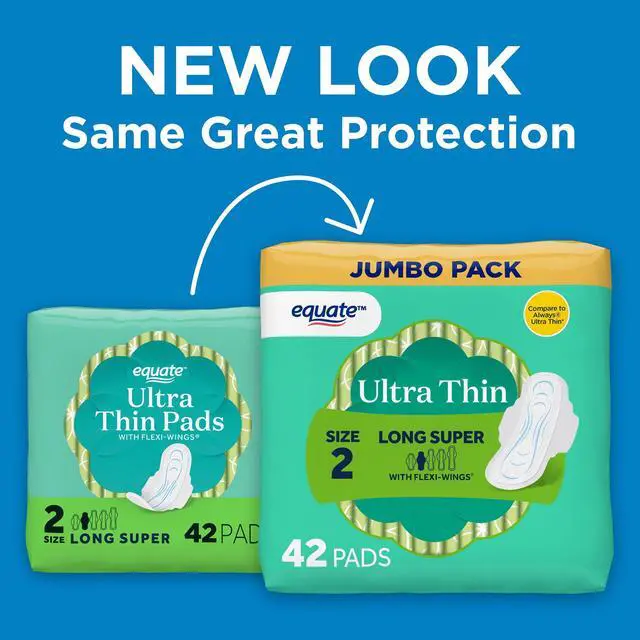 Alt view image 2 of 4 - Equate Ultra Thin Pads with Flexi-Wings, Size 2, Super Long Absorbency, 42 Count