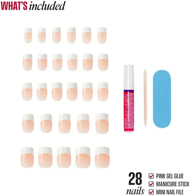 Alt view image 2 of 4 - Broadway by Kiss French Tip Press On Nails, White, Short Squoval, 28 Count, 'Infinite'