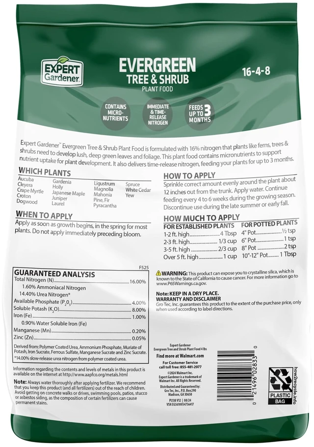 Alt view image 2 of 6 - Expert Gardener 16-4-8 Fertilizer for Evergreen Tree and Shrub Plant Food, 4 lb.
