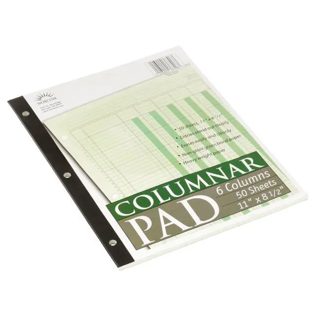 Alt view image 2 of 6 - Norcom Columnar Ledger Pad, 6 Columns, 8.5" x 11" Letter Size, 50 Sheets