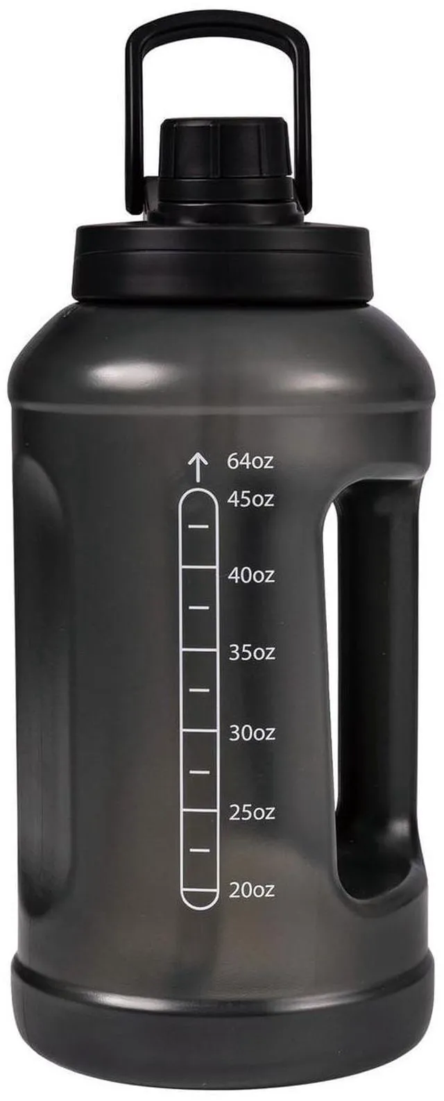 Main image of Mainstays 64 fl oz Translucent Black Plastic Water Bottle with 2-in-1 Straw/Chug Lid