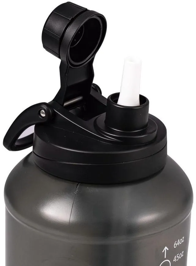Alt view image 4 of 5 - Mainstays 64 fl oz Translucent Black Plastic Water Bottle with 2-in-1 Straw/Chug Lid
