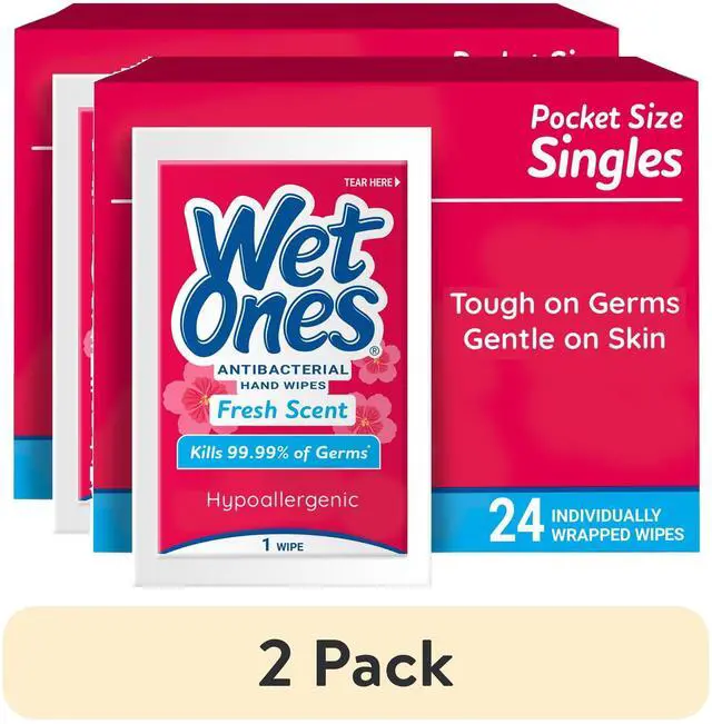 Main image of (2 pack) Wet Ones Antibacterial Hand Wipes, Fresh Scent, 24 Ct Individually Wrapped Hand Wipes