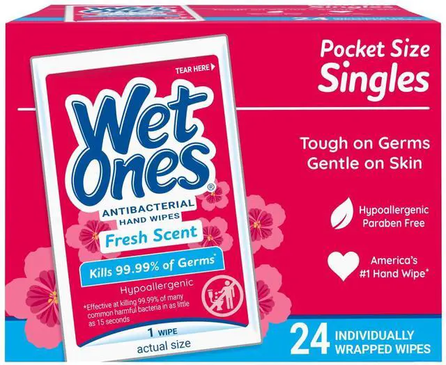 Alt view image 4 of 6 - (2 pack) Wet Ones Antibacterial Hand Wipes, Fresh Scent, 24 Ct Individually Wrapped Hand Wipes