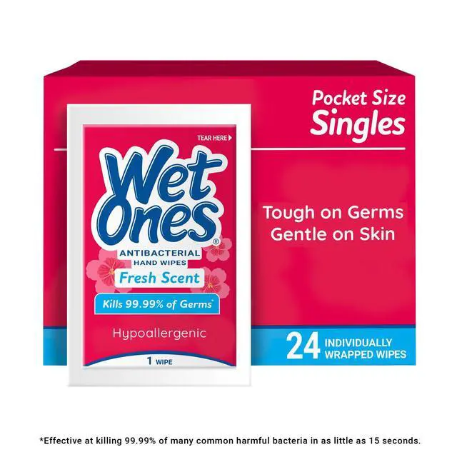 Alt view image 5 of 6 - (2 pack) Wet Ones Antibacterial Hand Wipes, Fresh Scent, 24 Ct Individually Wrapped Hand Wipes