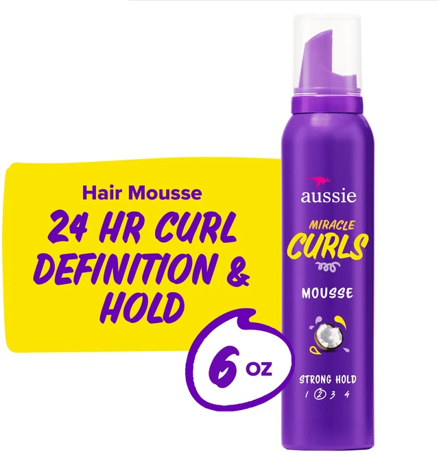 Main image of Aussie Miracle Curls Styling Mousse with Coconut & Jojoba Oil for Curly Hair, Unisex, 6.0 oz