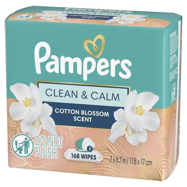 Alt view image 3 of 6 - Pampers Clean & Calm Wipes, Cotton Blossom Scent, 168 Wipes Total (3X Pop-Top Packs)