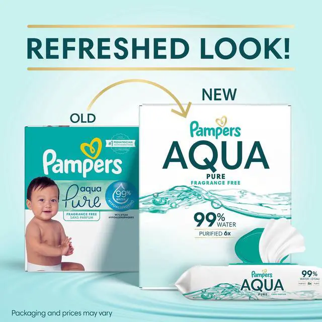 Alt view image 4 of 5 - Pampers Aqua Pure Unscented Baby Wipes, 112 Total Wipes, 2-Pack (Select for More Options)