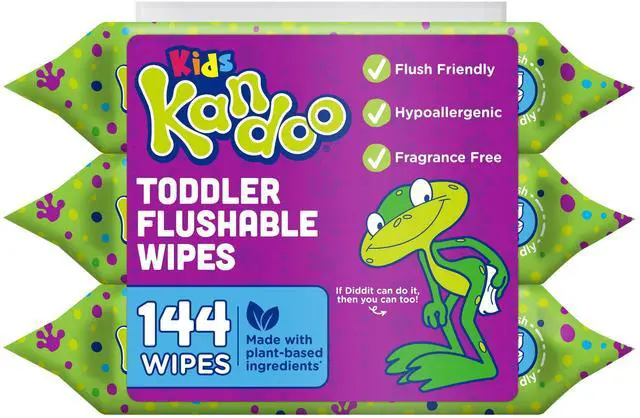 Main image of Kandoo Kids Sensitive Flushable Cleansing Wet Wipes, Fragrance Free, Potty Training Aid, 144 Wipes