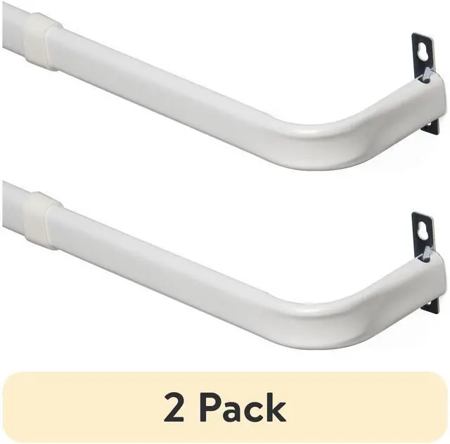 Main image of Mainstays Wraparound Adjustable Metal Curtain Rod, 2 Pack, 48-86 in, 3 in, White