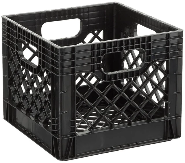 Main image of Juggernaut Storage 16QT Heavy-Duty Plastic Milk Crate with Built-in Handles, Black