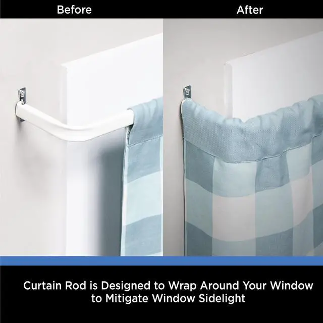 Alt view image 4 of 5 - Mainstays Wraparound Adjustable Metal Curtain Rod, 2 Pack, 48-86 in, 3 in, White